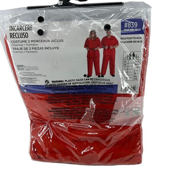 Incarcerated Adult Costume, Plus XX-Large by Amscan in Orange Plus Size XXL - Picture 6 of 6